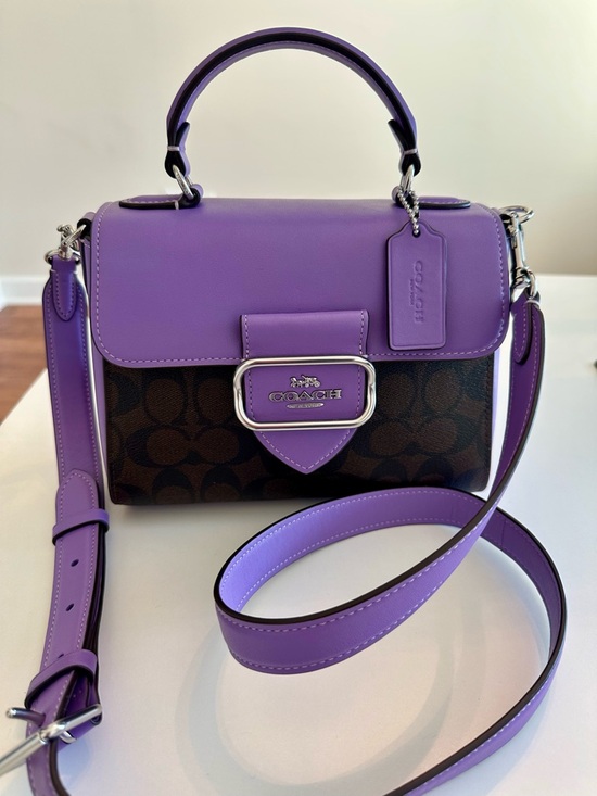 Coach Handbags - New COACH OUTLET Morgan Top Handle Satchel Purple 2way Hand Bag Shoulder rare
